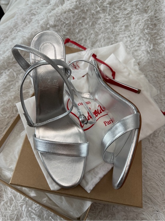 Christian Louboutin Shoes - Christian Louboutin "Miss Z" sandals in metallic silver leather